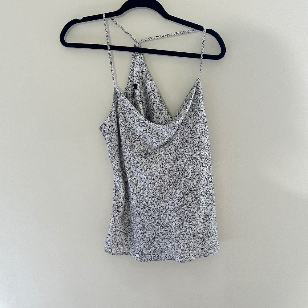 EXPRESS Printed Satin Racerback Cowl Neck Cami